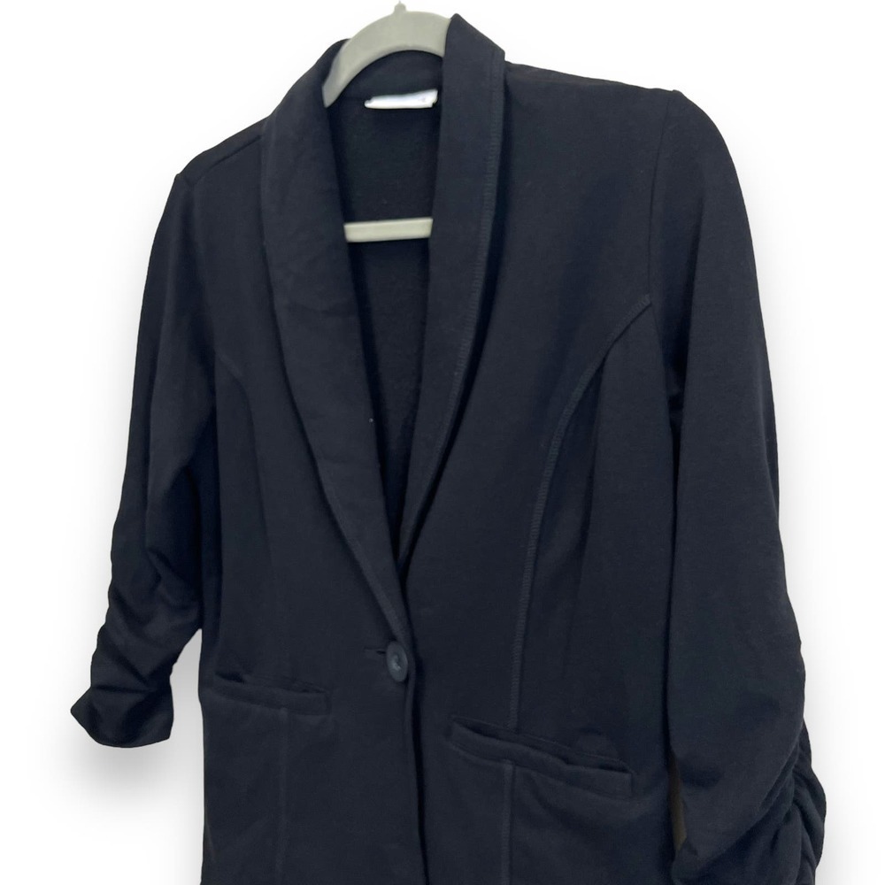 Susan Graver Jacket Womens XXS Black Cotton Single Button Casual Blazer Y2K - Picture 4 of 11